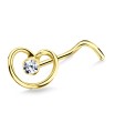 Stony Heart Shaped Silver Curved Nose Stud NSKB-735